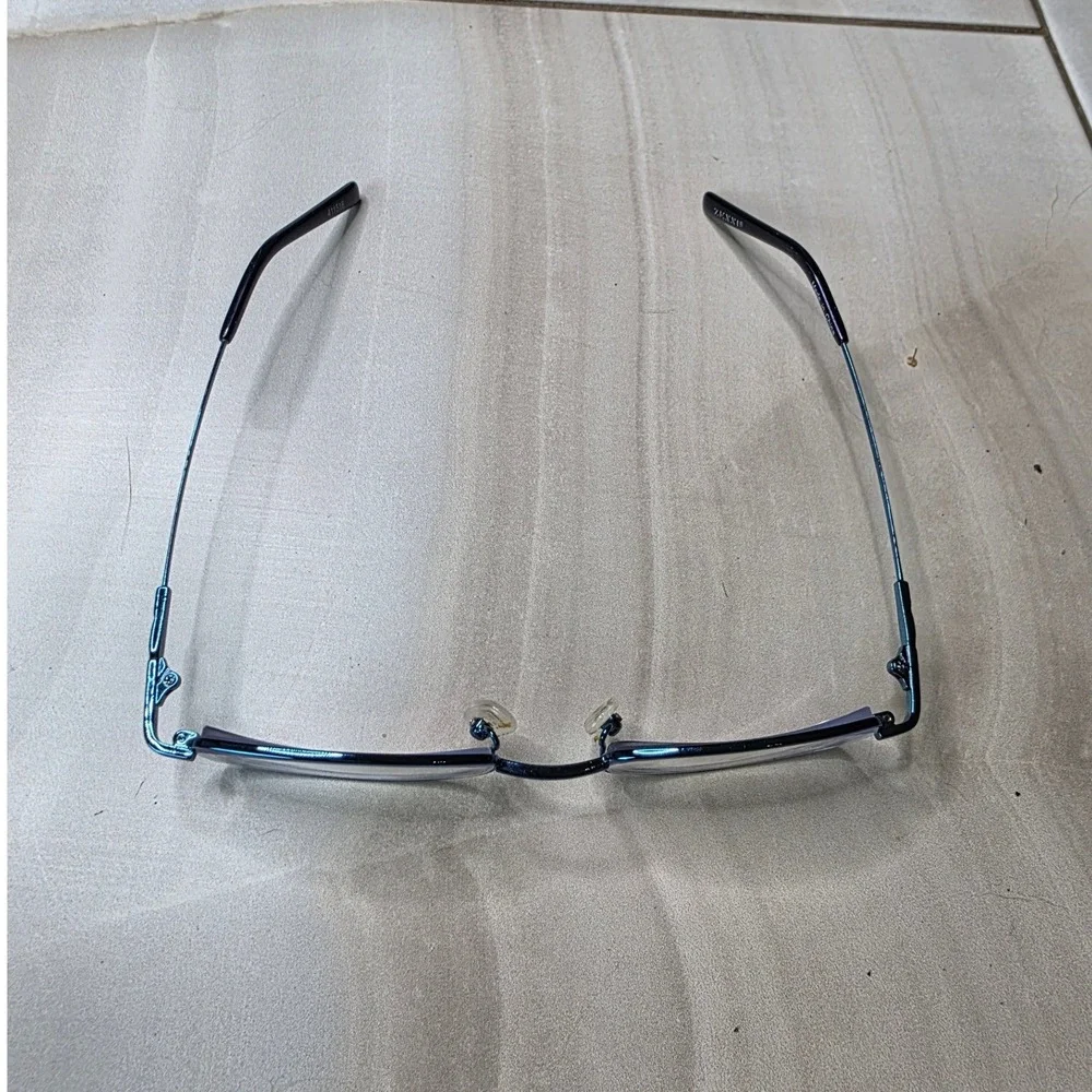 Zenni Optical 411516 Blue Rectangular Frames Only Full‎ Rim Frame with Case D1